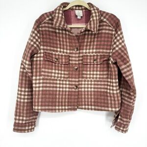 Joie Pink and Tan Plaid Shacket Size M